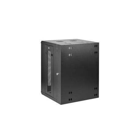 StarTech.com 15U 19" Wall Mount Network Cabinet, 16" Deep Hinged Locking IT Network Switch Depth Enclosure, Assembled Vented Computer Equipment Data Rack with Shelf & Flexible Side Panels - 15U Vented Cabinet (RK1520WALHM) - Rack cabinet - 4-post - wall mountable - black - 15U - 16" - 1