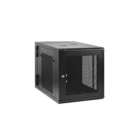 StarTech.com 12U 19" Wall Mount Network Cabinet, 4 Post 24" Deep Hinged Server Room Data Cabinet- Locking Computer Equipment Enclosure with Shelf, Flexible Vented IT Rack, Pre-Assembled - 12U Vented Cabinet (RK1232WALHM) - Rack enclosure cabinet - wall mountable - black - 12U - 0