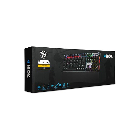 iBOX AURORA K-3 - Keyboard - backlit - USB - QWERTY - key switch: KRGD Brown - black, silver - 6