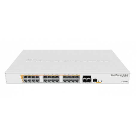 MikroTik Cloud Router Switch CRS328-24P-4S+RM - Switch - L3 - Managed - 24 x 10 / 100 / 1000 (PoE) + 4 x 10 Gigabit SFP+ - rack-mountable - PoE+ (450 W) - 1
