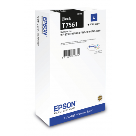 Epson T7561 - 50 ml - L size - black - original - ink cartridge - for WorkForce Pro WF-8010, WF-8090, WF-8090 D3TWC, WF-8510, WF-8590, WF-8590 D3TWFC - 1