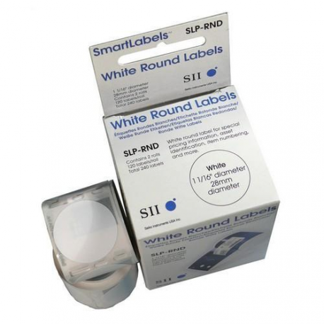 Seiko Instruments SLP-RND - White - 28 mm round 240 label(s) (2 roll(s) x 120) round labels - for Smart Label Printer 440, 440 Office Administration Pack, 450, 620, 650, 650SE - 1