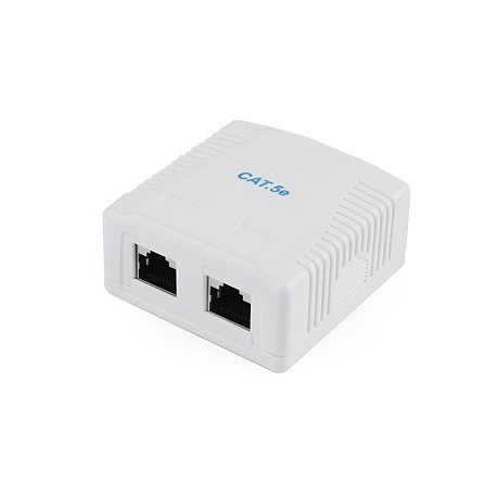 Cablexpert NCAC-2F5E-01 - Network surface mount box - CAT 5e - FTP - RJ-45 X 2 - white - 1