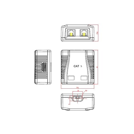 Cablexpert NCAC-2F5E-01 - Network surface mount box - CAT 5e - FTP - RJ-45 X 2 - white - 4