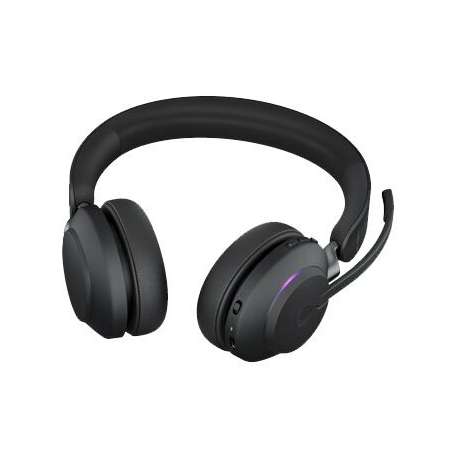 Jabra Evolve2 65 MS Stereo - Headset - on-ear - Bluetooth - wireless - USB-C - noise isolating - black - Certified for Microsoft Teams - 0