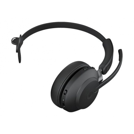 Jabra Evolve2 65 MS Mono - Headset - on-ear - convertible - Bluetooth - wireless - USB-A - noise isolating - black - with charging stand - Certified for Microsoft Teams - 1