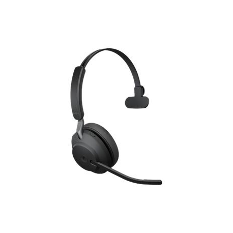 Jabra Evolve2 65 MS Mono - Headset - on-ear - convertible - Bluetooth - wireless - USB-A - noise isolating - black - with charging stand - Certified for Microsoft Teams - 2