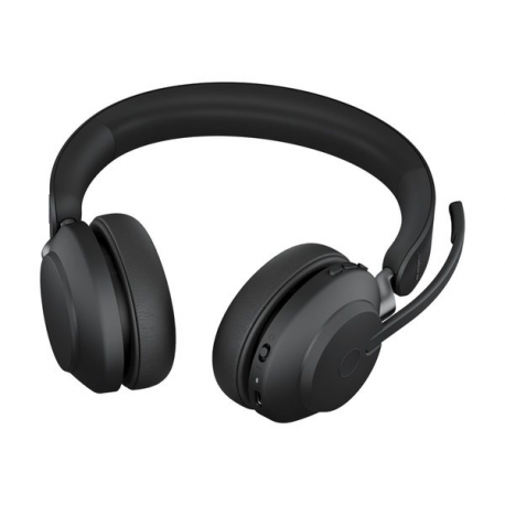 Jabra Evolve2 65 UC Stereo - Headset - on-ear - Bluetooth - wireless - USB-A - noise isolating - black - with charging stand - 1
