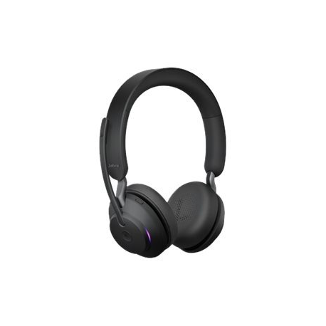 Jabra Evolve2 65 MS Stereo - Headset - on-ear - Bluetooth - wireless - USB-C - noise isolating - black - with charging stand - Certified for Microsoft Teams - 3