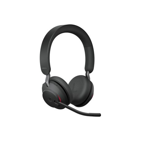 Jabra Evolve2 65 MS Stereo - Headset - on-ear - Bluetooth - wireless - USB-A - noise isolating - black - Certified for Microsoft Teams - 0