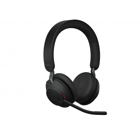 Jabra Evolve2 65 MS Stereo - Headset - on-ear - Bluetooth - wireless - USB-A - noise isolating - black - Certified for Microsoft Teams - 5