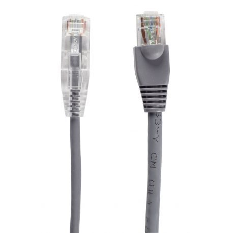Black Box Slim-Net - Patch cable - RJ-45 (M) to RJ-45 (M) - 4.57 m - UTP - CAT 6 - booted, molded, stranded - grey - 1
