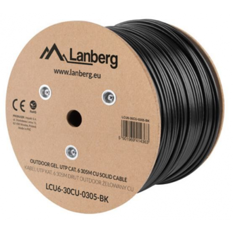Lanberg - Bulk cable - 305 m - UTP - CAT 6 - outdoor, solid - black, RAL 9004 - 1