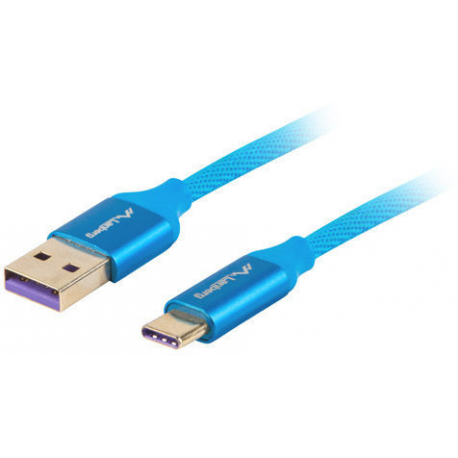Lanberg - USB cable - USB (M) to USB-C (M) - USB 2.0 - 5 A - 1 m - blue - 0