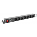 Lanberg PDU-07E-0200-IEC-BK - Power distribution unit (rack-mountable) - AC 220-250 V - 2500 Watt - 1-phase - input: IEC 60320 C14 10A - output connectors: 7 (7 x NF C61-314) - 1U - 19" - 2 m - black