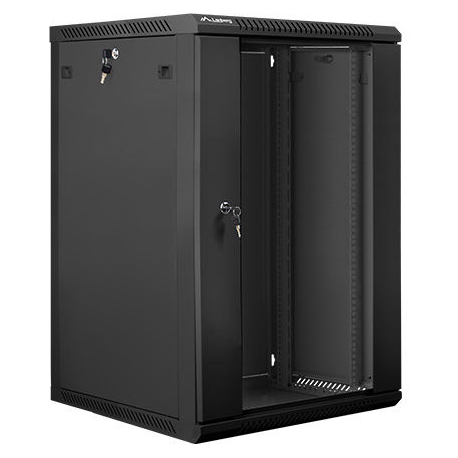 Lanberg - Rack cabinet - wall mountable - black, RAL 9004 - 18U - 19" - 2