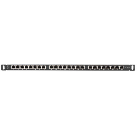 Lanberg PPS5-0024-B - Patch panel - CAT 5e - STP - RJ-45 X 24 - black, RAL 9004 - 0.5U - 19" - 1