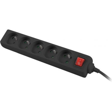 Lanberg PS1-05E-0300-BK - Power strip - 2500 Watt - input: CEE 7 / 7 - output connectors: 5 (5 x power CEE 7 / 5) - 3 m - black - 0