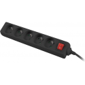 Lanberg PS1-05E-0300-BK - Power strip - 2500 Watt - input: CEE 7 / 7 - output connectors: 5 (5 x power CEE 7 / 5) - 3 m - black