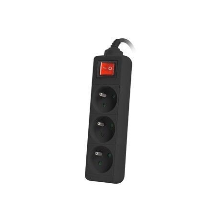 Lanberg PS1-03E-0300-BK - Power strip - input: CEE 7 / 7 - output connectors: 3 (CEE 7 / 5) - 3 m - black - 2