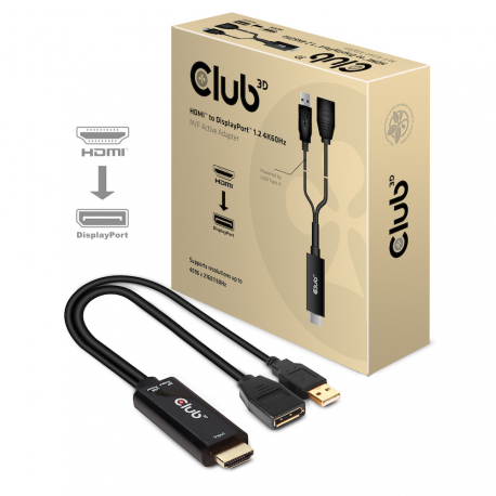Club 3D - Video adapter - DisplayPort (F) to HDMI, USB (power only) (M) - 25 cm - 4K support, active - 0