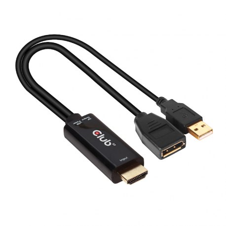 Club 3D - Video adapter - DisplayPort (F) to HDMI, USB (power only) (M) - 25 cm - 4K support, active - 4