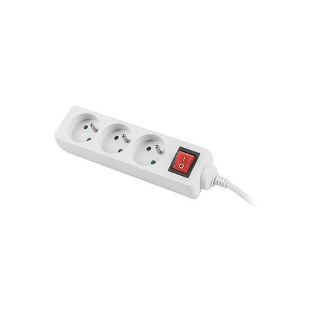 Lanberg PS1-03E-0300-W - Power strip - 2500 Watt - input: CEE 7 / 7 - output connectors: 3 (3 x CEE 7 / 5) - 3 m - white - 0