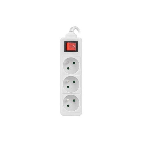 Lanberg PS1-03E-0300-W - Power strip - 2500 Watt - input: CEE 7 / 7 - output connectors: 3 (3 x CEE 7 / 5) - 3 m - white - 2