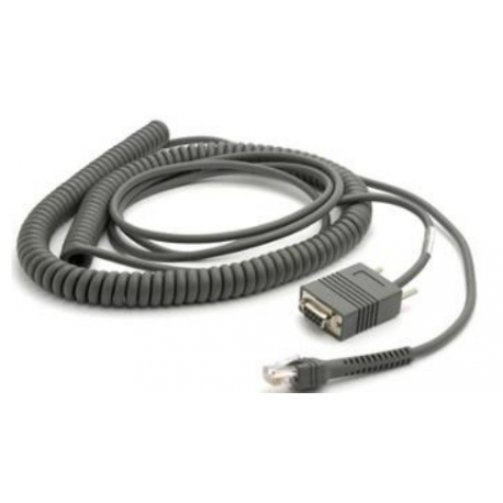 Zebra - Serial cable - DB-9, DC jack to RJ-45 (10 pin) (M) - 6.1 m - coiled - for Symbol DS4308, DS7708, DS9808, DS9908, LS2208; Zebra DS4608, DS7708, DS9808, DS9908 - 2