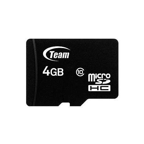 Team - Flash memory card (microSDHC to SD adapter included) - 4 GB - Class 10 - microSDHC - black - 0