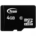 Team - Flash memory card (microSDHC to SD adapter included) - 4 GB - Class 10 - microSDHC - black
