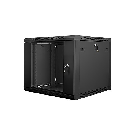 Lanberg - Rack cabinet - wall mountable - black, RAL 9004 - 9U - 19" - 1