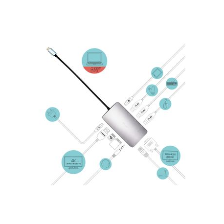 i-Tec USB-C Metal Nano Dock HDMI/VGA with LAN + Power Delivery 100 W - Docking station - USB-C / Thunderbolt 3 - VGA, HDMI - GigE - 2