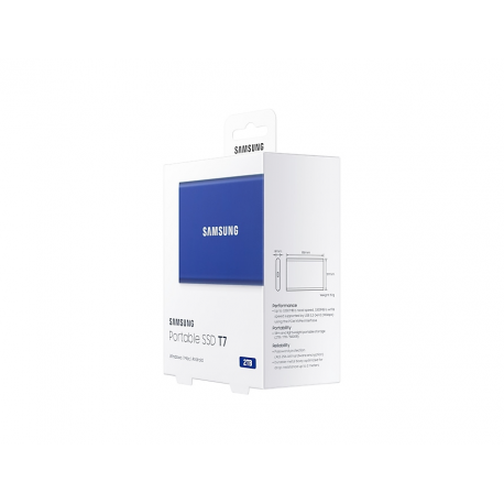 Samsung T7 MU-PC2T0H - SSD - encrypted - 2 TB - external (portable) - USB 3.2 Gen 2 (USB-C connector) - 256-bit AES - indigo blue - 3