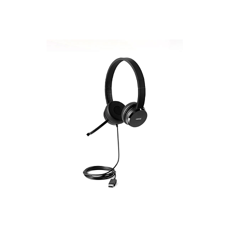 Lenovo 100 - Headset - on-ear - wired - USB - black - for ThinkCentre M80t Gen 3; ThinkCentre neo 50; ThinkPad T14s Gen 3; V50t Gen 2-13 - 0