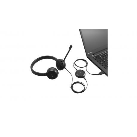 Lenovo Pro Wired Stereo VOIP Headset - Headset - on-ear - wired - black - for ThinkCentre M80t Gen 3; ThinkCentre neo 50; ThinkPad T14s Gen 3; V50t Gen 2-13 - 7