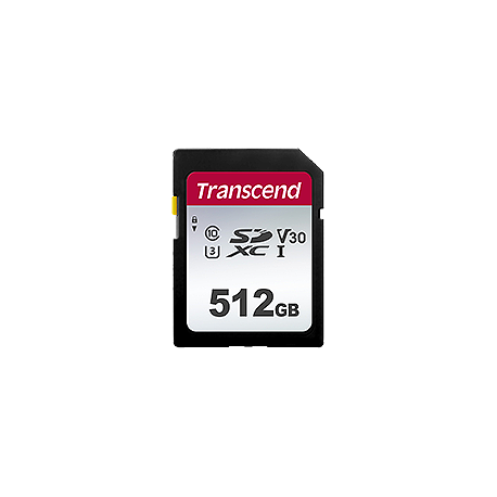 Transcend 300S - Flash memory card - 512 GB - Video Class V30 / UHS-I U3 / Class10 - SDXC UHS-I - 1