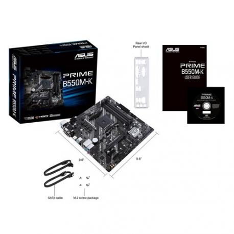 ASUS PRIME B550M-K - Motherboard - micro ATX - Socket AM4 - AMD B550 Chipset - USB 3.2 Gen 1, USB 3.2 Gen 2 - Gigabit LAN - onboard graphics (CPU required) - HD Audio (8-channel) - 4