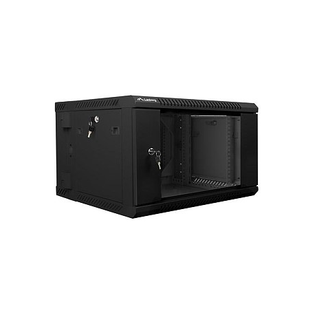 Lanberg - Rack cabinet - wall mountable - black, RAL 9004 - 6U - 19" - 3