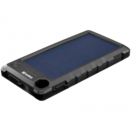 Sandberg Outdoor Solar Powerbank 10000 - Solar power bank - 10000 mAh - 37 Wh - 3 A (USB, USB-C) - on cable: Micro-USB, USB-C - 2