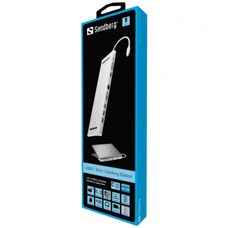 Sandberg USB-C 10-in-1 Docking Station - Docking station - USB-C - VGA, HDMI - GigE - 4