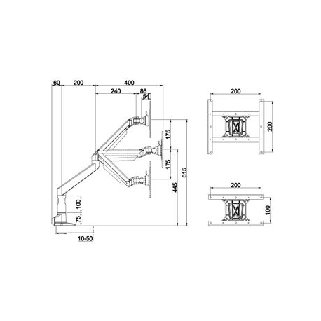 Multibrackets M VESA Gas Lift XL Single HD - Mounting kit (desk clamp mount, lift arm, pipe extension, VESA adapter) - for LCD display (adjustable arm) - aluminium - black - screen size: 15"-49" - 21