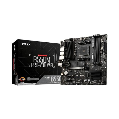 MSI B550M PRO-VDH WIFI - Motherboard - micro ATX - Socket AM4 - AMD B550 Chipset - USB-C Gen1, USB 3.2 Gen 1 - Bluetooth, Gigabit LAN, Wi-Fi - onboard graphics (CPU required) - HD Audio (8-channel) - 0