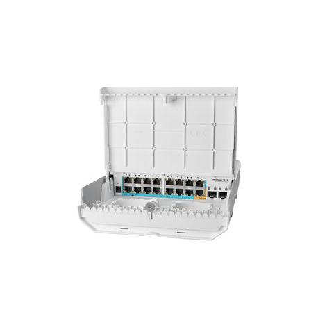 MikroTik netPower 15FR - Switch - 15 x 10 / 100 (passive / reverse PoE) + 2 x SFP + 1 x 10 / 100 (PoE output) - wall-mountable - PoE - DC power - 1