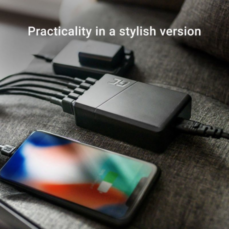 Green Cell ChargeSource 5 - Power adapter - 52 Watt - 2.4 A - QC 3.0 / Fast Charge / Adaptive Fast Charging / GC Ultra Charge / Apple Fast Charge - 5 output connectors (USB) - black - 5