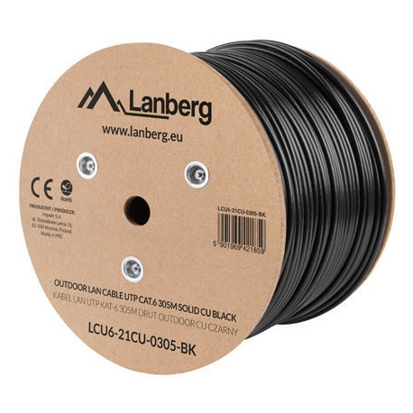 Lanberg - Bulk cable - 305 m - UTP - CAT 6 - outdoor, solid - black - 0