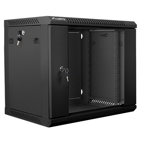 Lanberg - Rack cabinet - wall mountable - black, RAL 9004 - 9U - 19" - 2