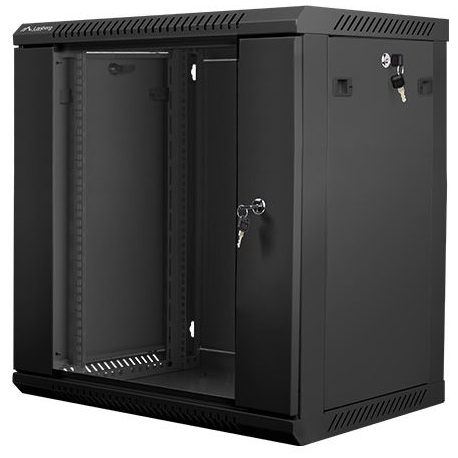 Lanberg - Rack cabinet - wall mountable - black, RAL 9004 - 18U - 19" - 1