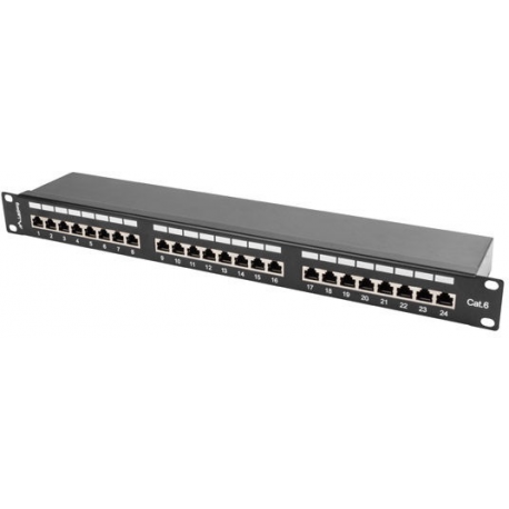 Lanberg PPS6-1024-B - Patch panel - RJ-45 X 24 - black, RAL 9004 - 1U - 19" - 0