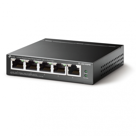 TP-Link Easy Smart TL-SG105PE - Switch - Managed - 5 x 10/100/1000 (4 PoE+) - desktop - PoE+ (65 W) - 0